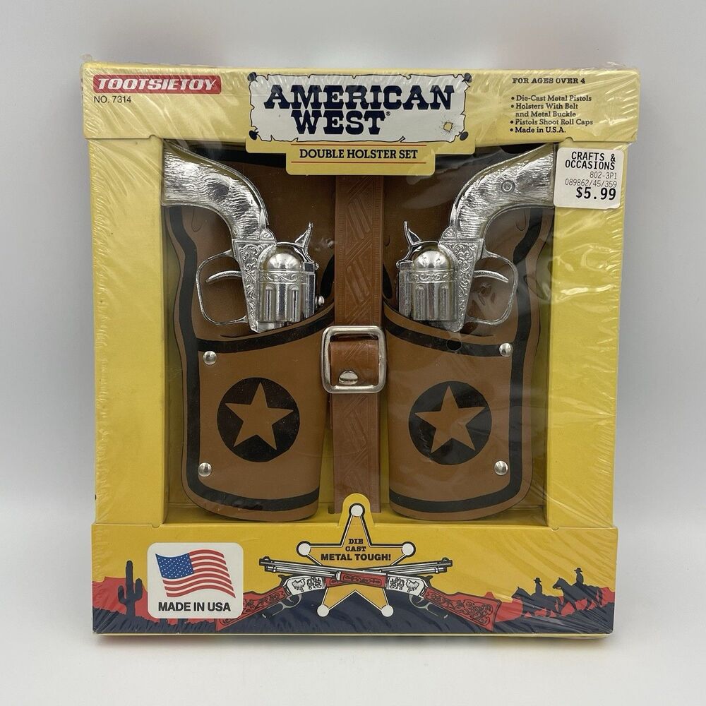 Vintage 1992 Tootsie Toy American West Double Holster Set Made In The USA - NEW